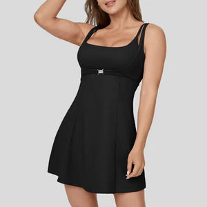 NWT Halara Softlyzero Airy U Neck Mini Dress in Black